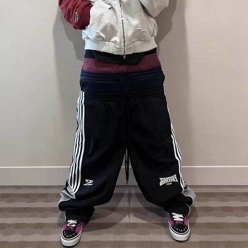 GRAILZ TALK复线小众美式潮牌男款三腰拼接运动休闲宽松长裤