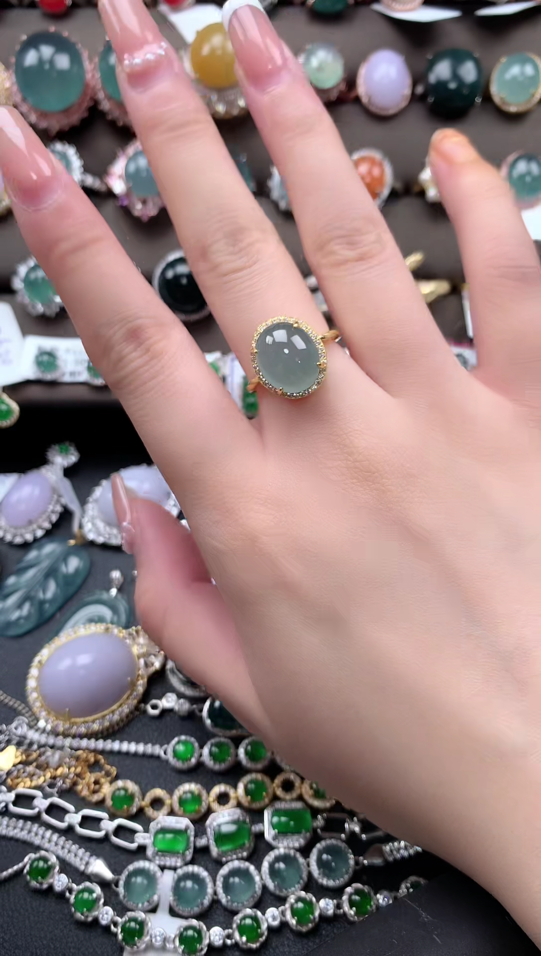 【闪购商品】翡翠戒指银S925镶嵌52141