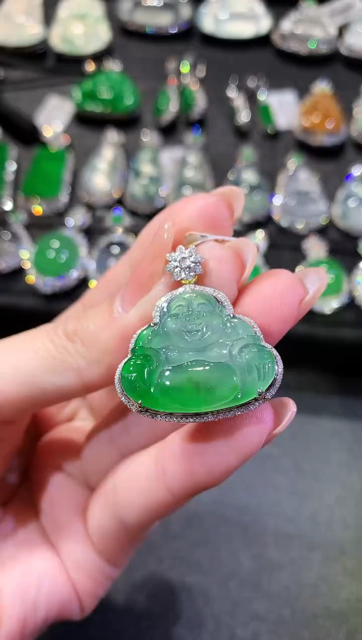 【闪购商品】翡翠吊坠(不含链)18K金镶嵌75-佛公