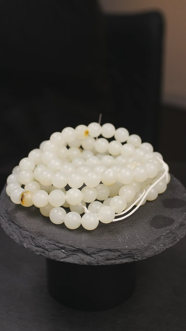 【闪购商品】和田玉手串未镶嵌和田玉白玉108多圈卡8mm