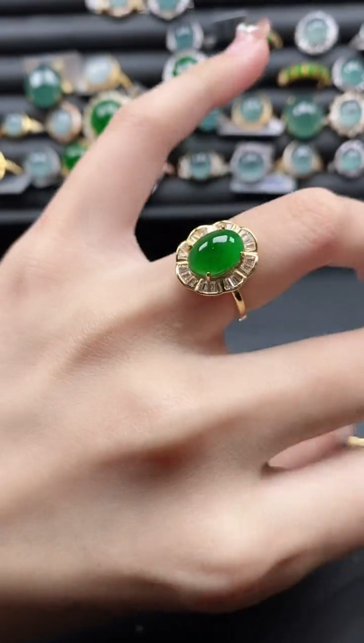 【闪购商品】翡翠戒指银S925镶嵌11111