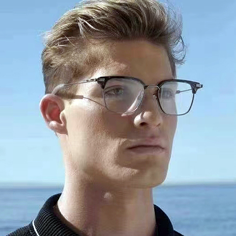 纯钛近视半框眼镜框架方框中性商务有度数镜框男款潮大圆脸5138