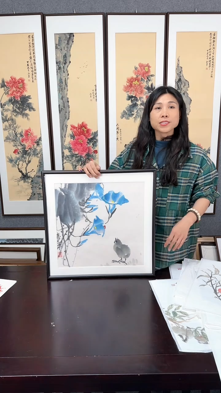 【闪购商品】国画牵牛花实木装裱