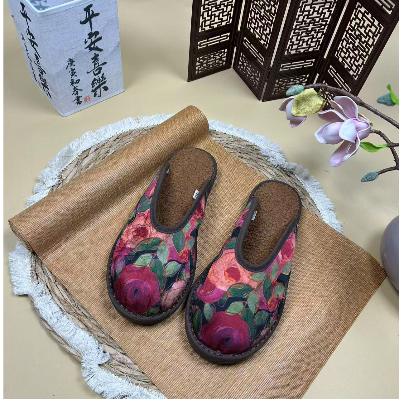 繁花-拖鞋  2025秋新中式千层底布鞋百搭舒适手工布鞋