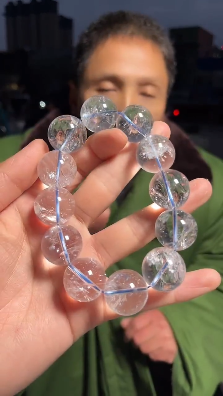 【闪购商品】水晶手链未镶嵌天然白阿赛手串多样性发一20mm