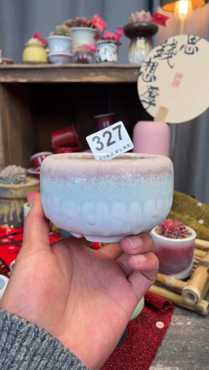 【闪购商品】摆件327景德镇手工花盆 默认微瑕