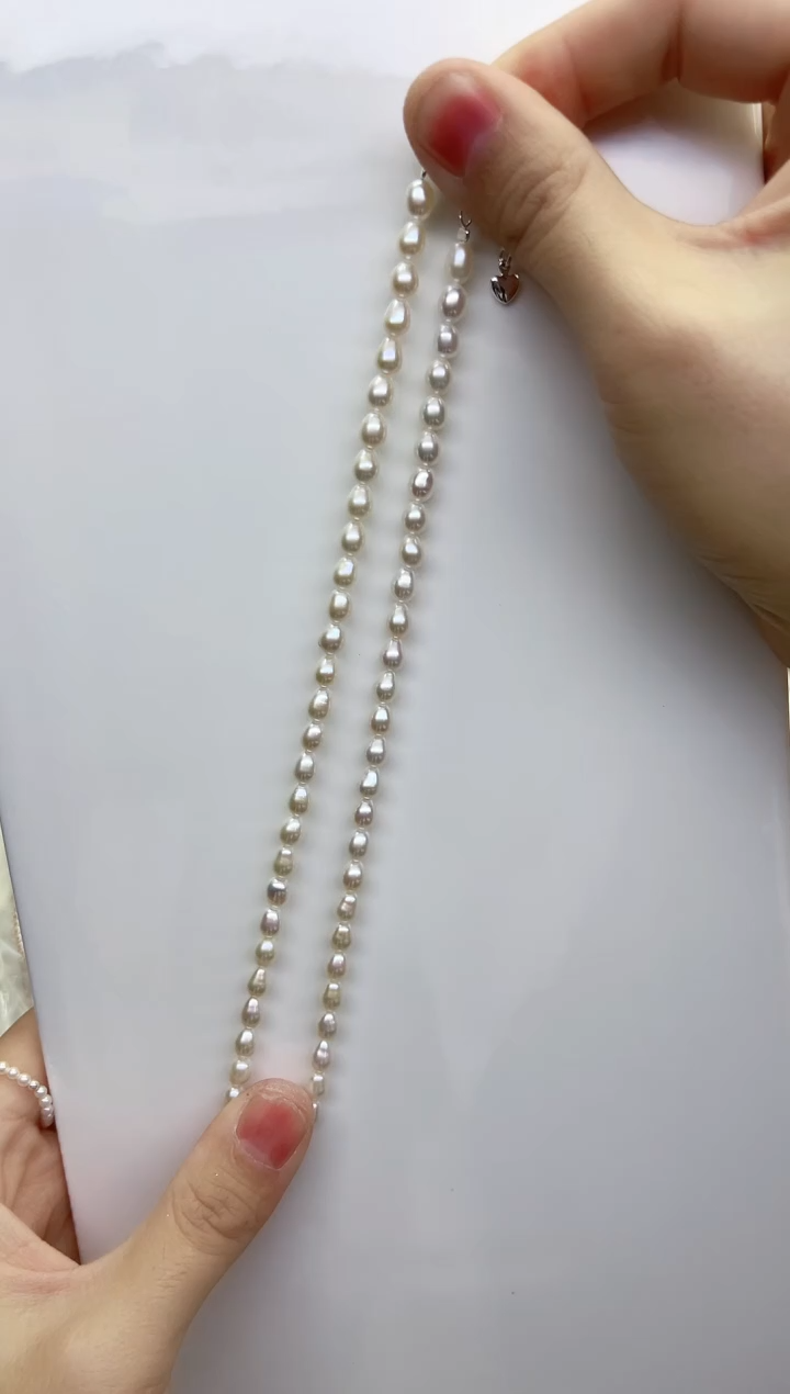 项链银S925镶嵌淡水珍珠水滴极光白6.5-7.5mm