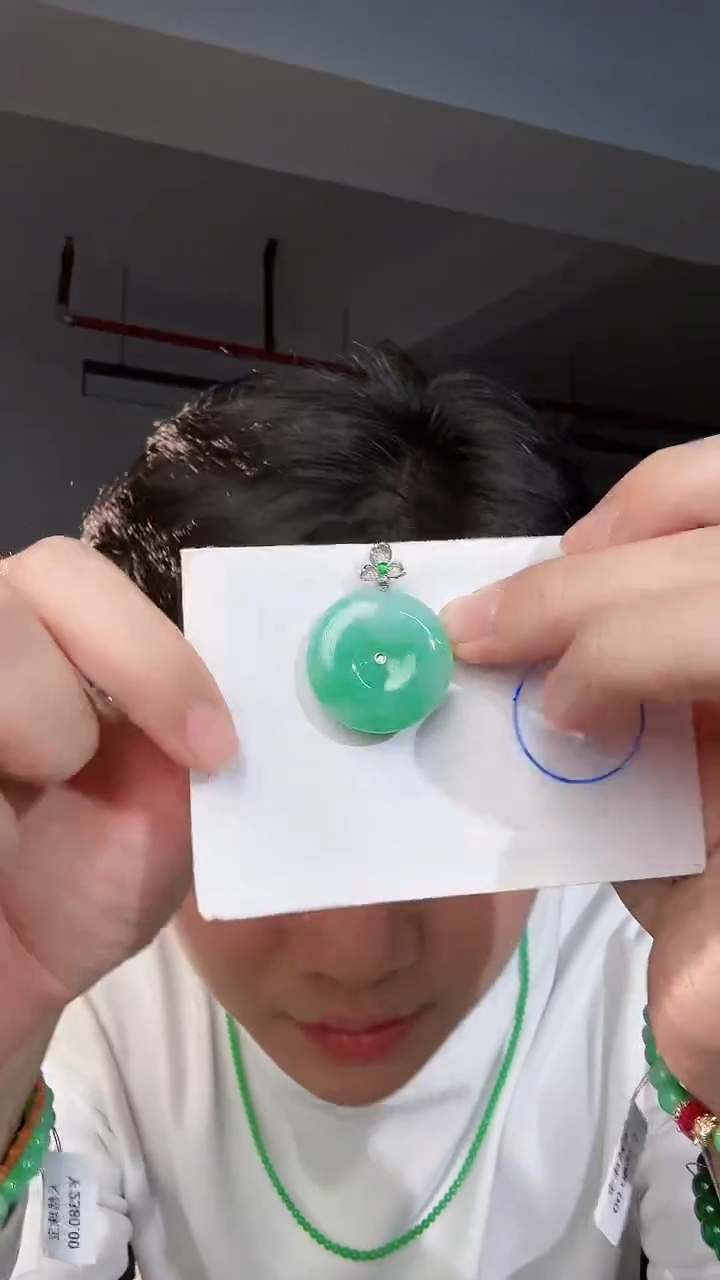 【闪购商品】翡翠颈饰18K金镶嵌缅料A货翡翠/支持复检/一件