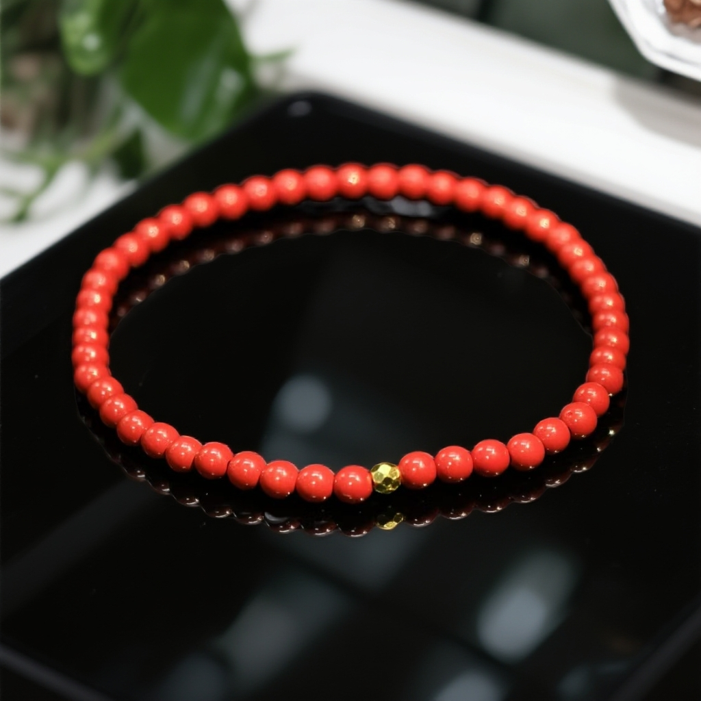 含辰砂工艺品【新粉专属】朱砂手饰手串3MM左右ZS-SS0694