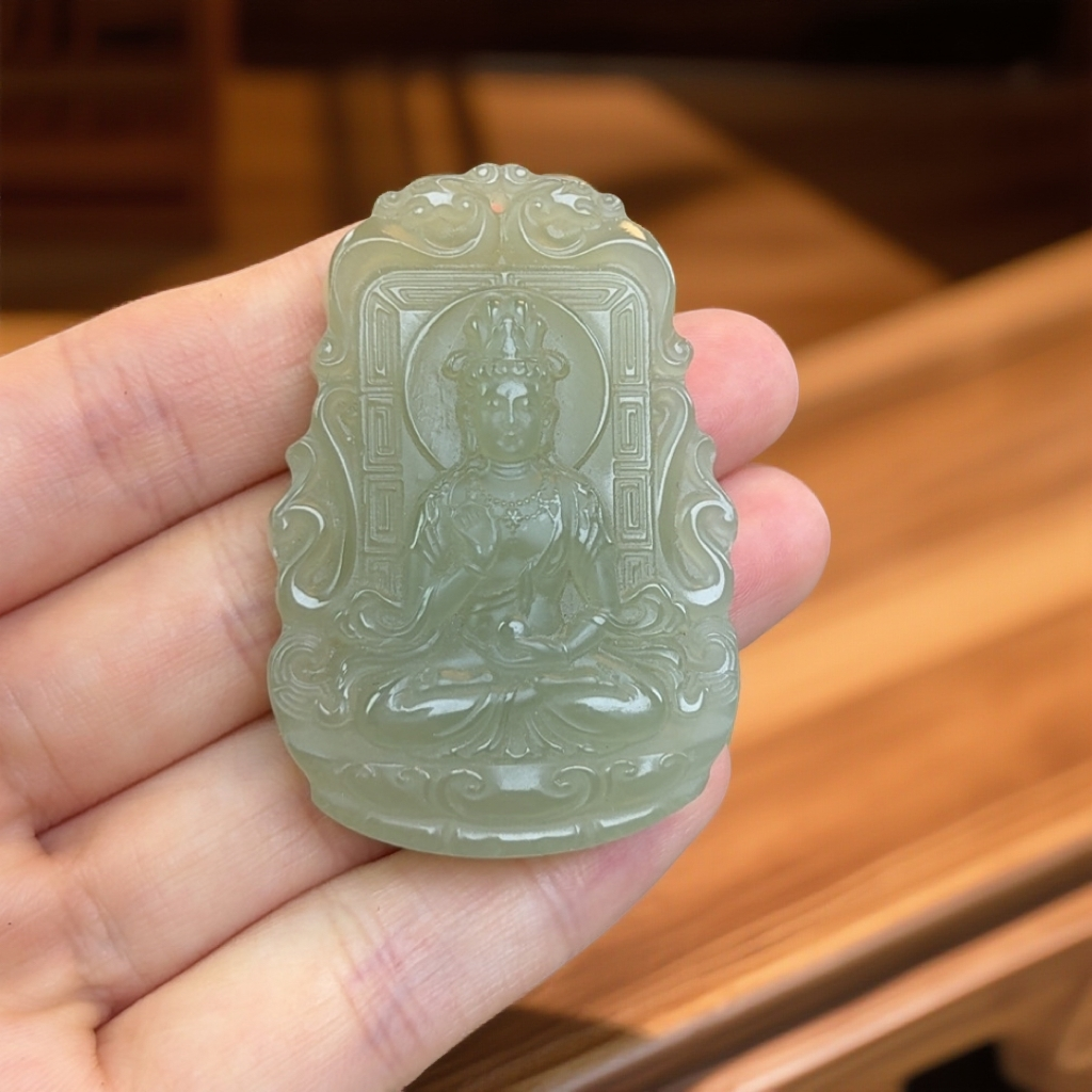 和田玉正装双龙观世音菩萨