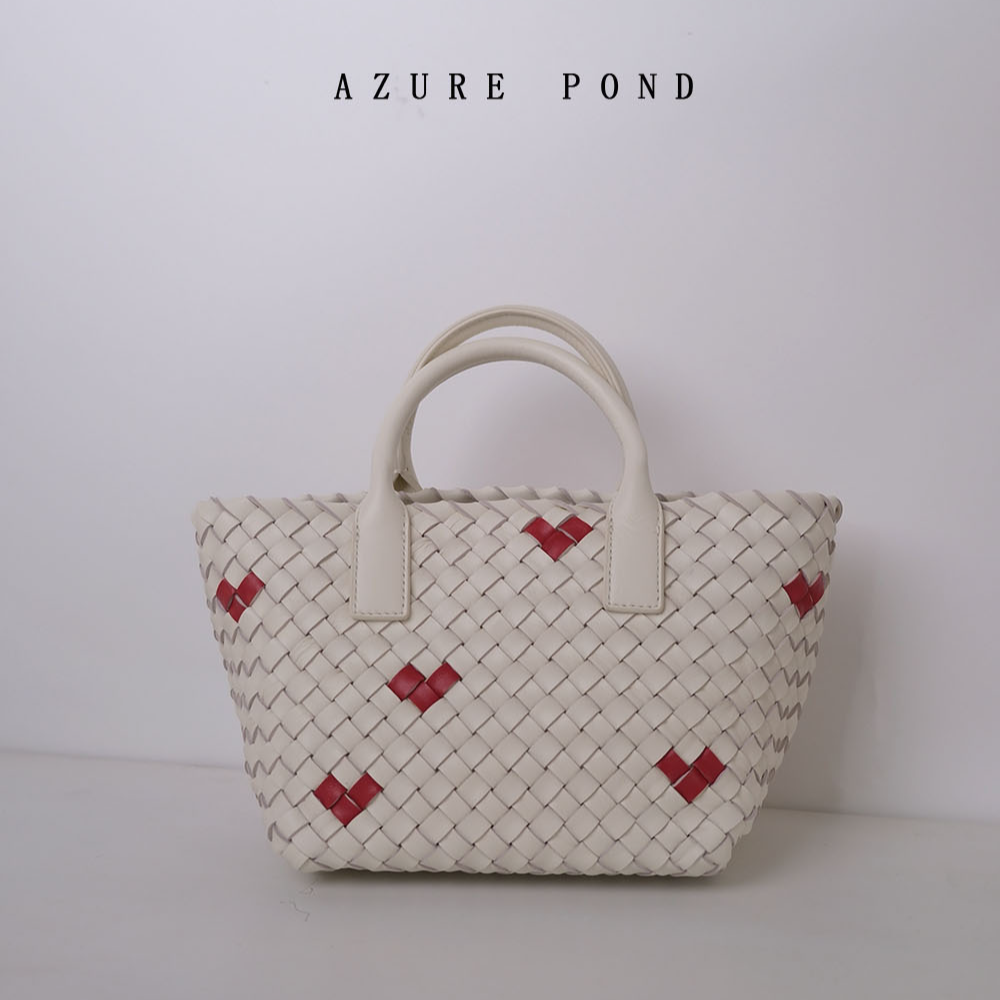 情人节礼物限定原厂羊皮手工编织包手提包单肩斜挎包中古菜篮子