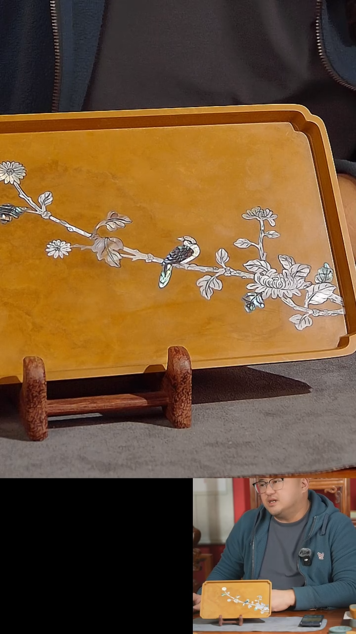 【闪购商品】紫霞堂松花石嵌螺钿文盘文盘