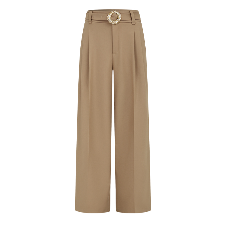 【商场同款】曼德诗纯色阔腿裤新款女裤高腰宽松休闲长裤M102308396