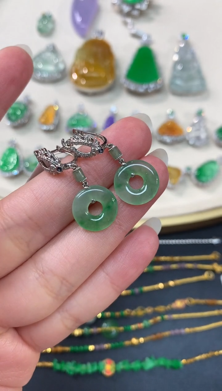 【闪购商品】翡翠耳饰18K金镶嵌A89|6800