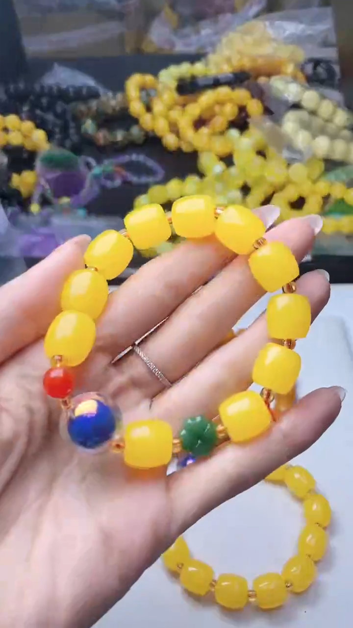 未镶嵌蜜蜡手链74  桶珠DIY