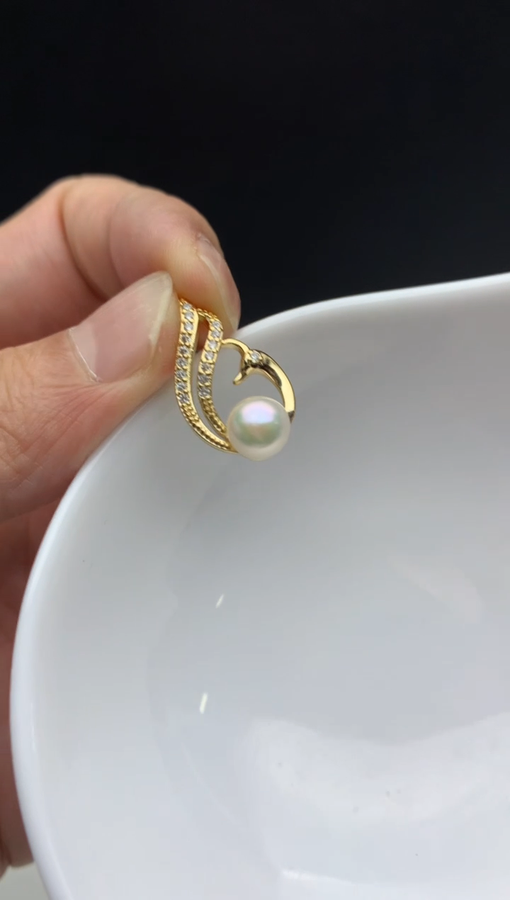 未镶嵌ff海水珍珠akoya白珠吊坠(赠链）6~7mm