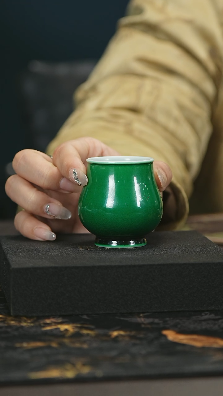 【闪购商品】瓷唐里郎窑绿玫瑰花杯