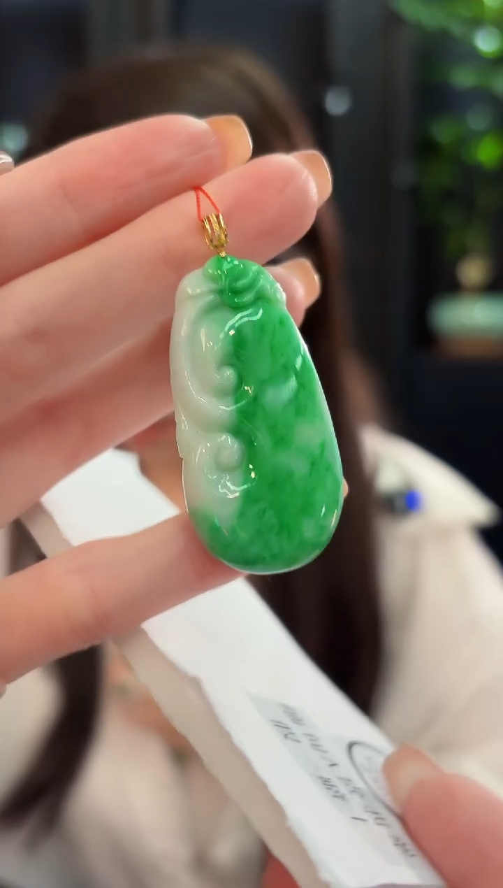 吊坠(不含链)18K金镶嵌翡翠 缅甸A货/支持复检/一件