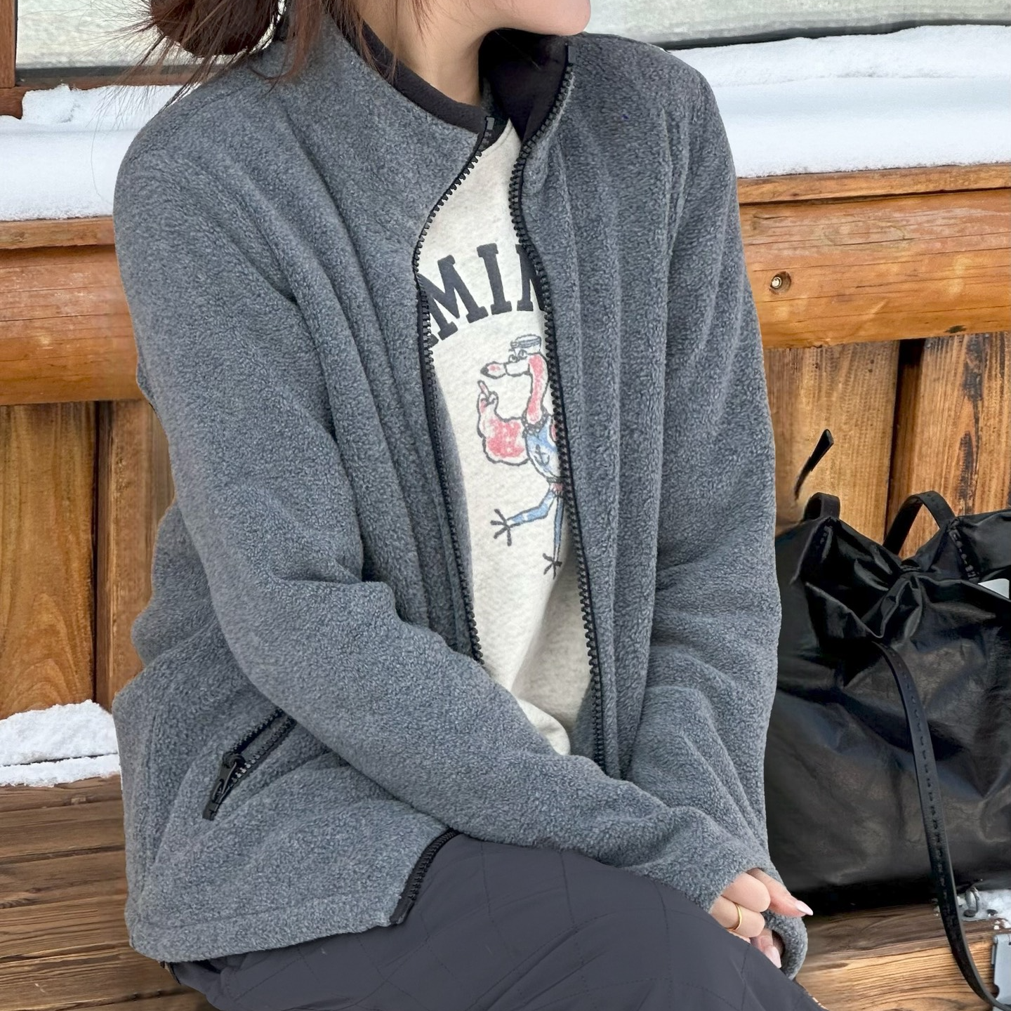 GROLT【小雨姐在这里】绒面抽绳立领长袖夹克外套女 W7047