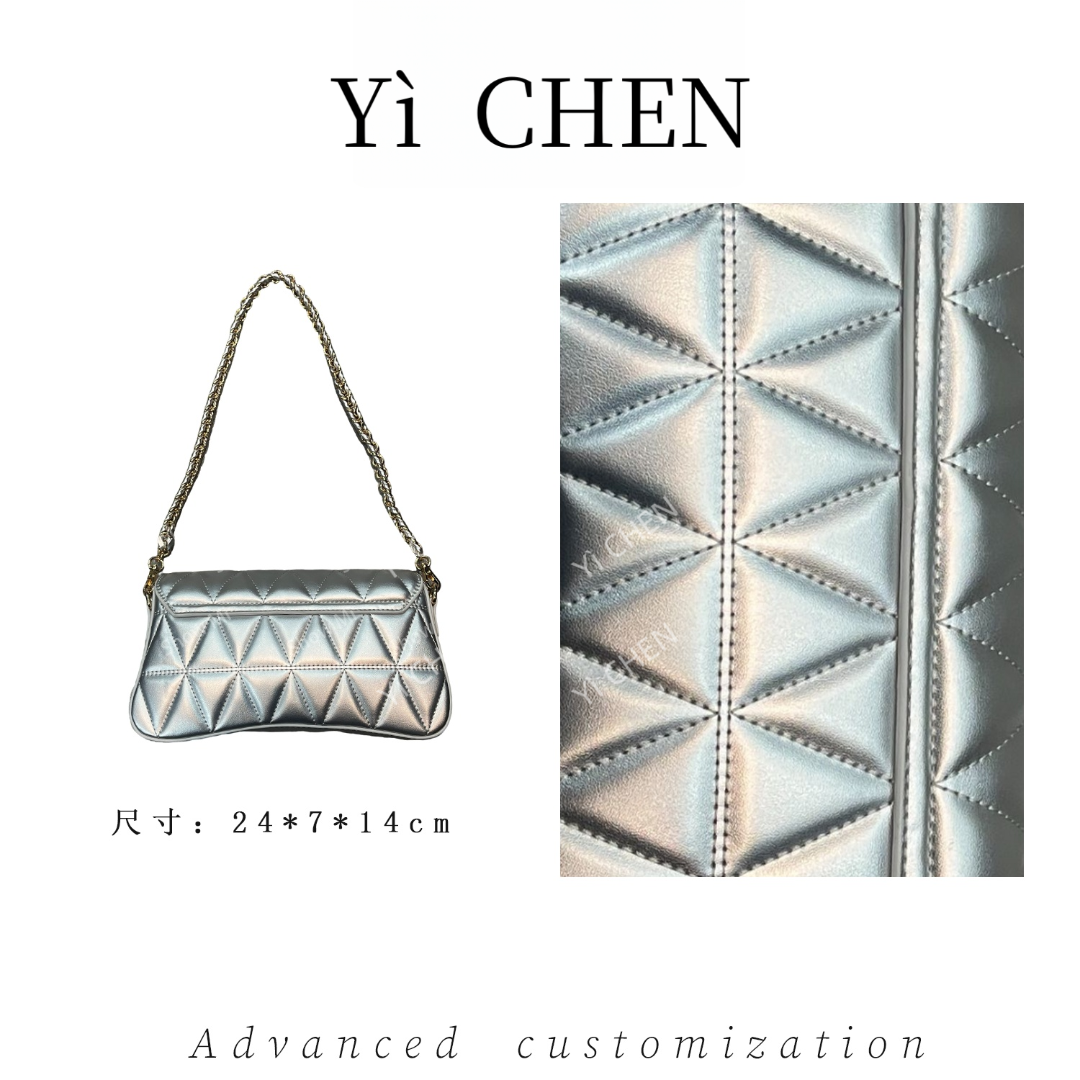 【Yì CHEN】ZT-95015-珠光银简约时尚女士新款轻奢单肩斜跨包