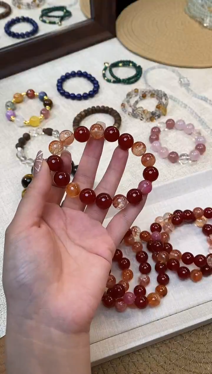 合金手链水晶《年华》红胶花水晶美料蔷薇设计款10-12mm多样性发一