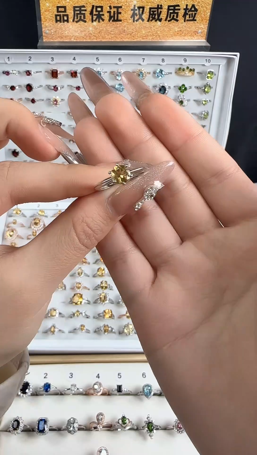 【闪购商品】黄晶戒指银S925镶嵌经典戒指