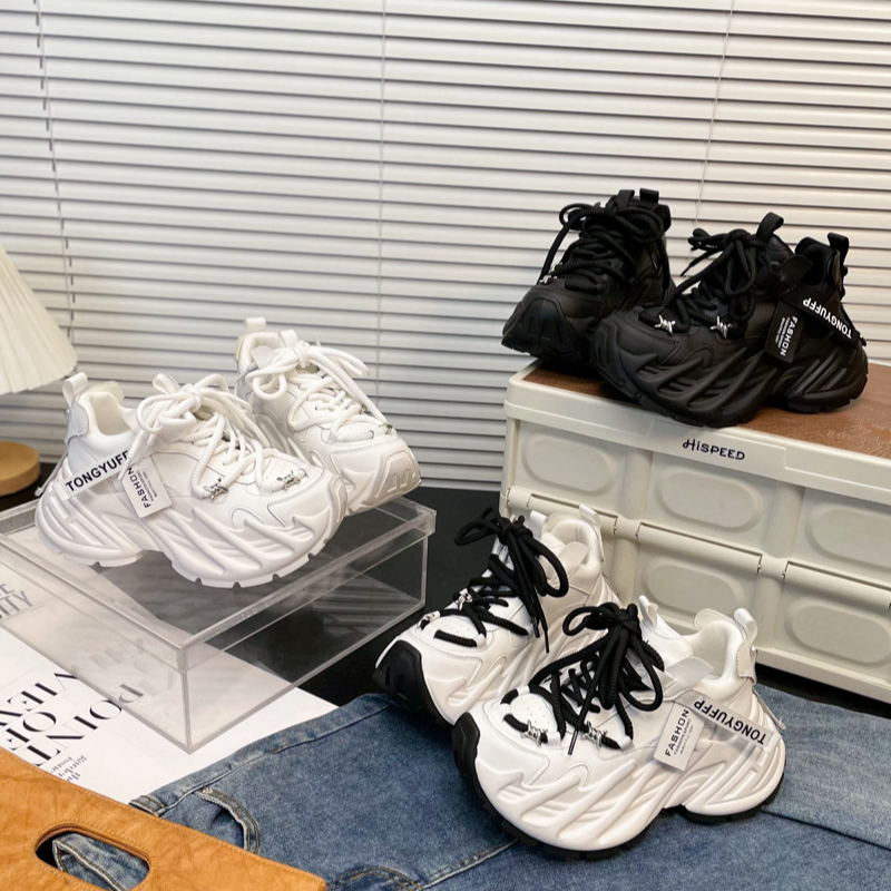 【五】厚底增高厚底水钻蜘蛛绑带老爹鞋女2025秋季新款休闲运动鞋