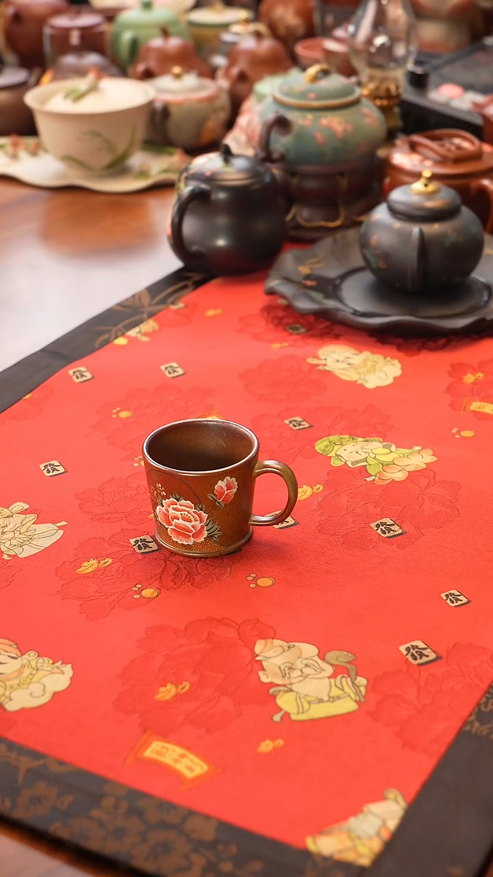 茶壶紫砂柴烧牡丹杯