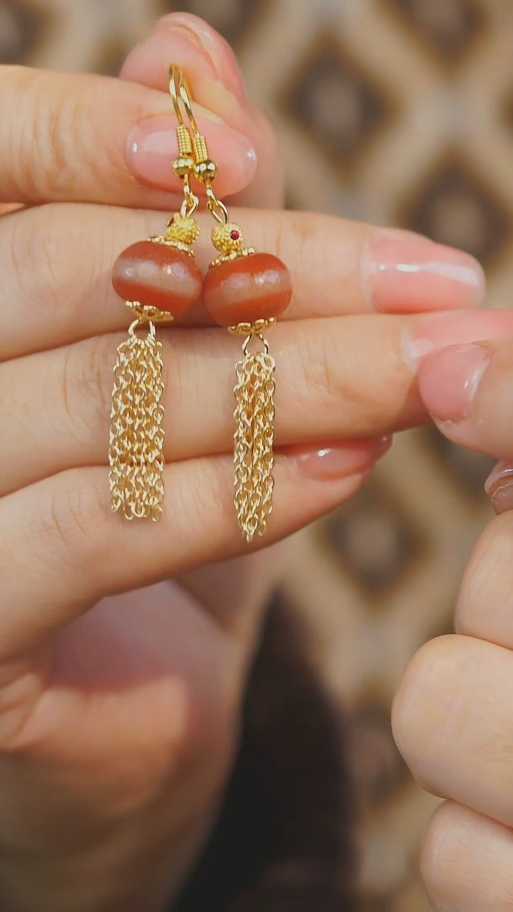 【闪购商品】玛瑙/玉髓耳环未镶嵌多样性发其一