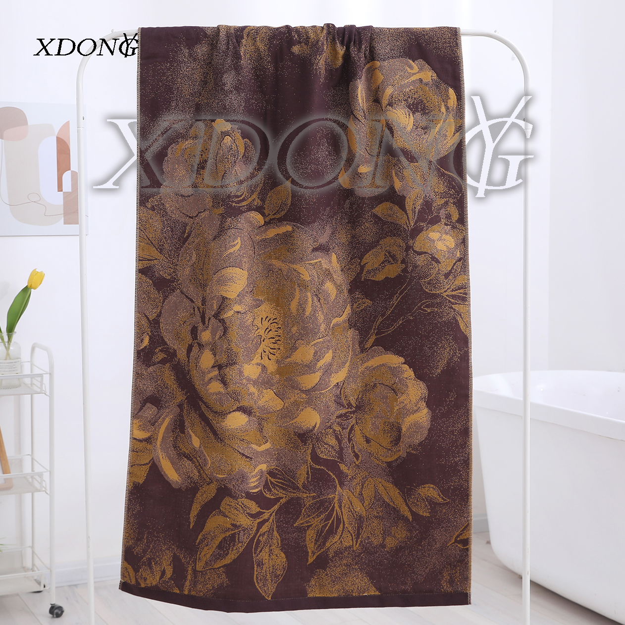 XDONGY（冬云家纺） 80*160全彩棉穿花纳锦紫色成人家用大浴巾
