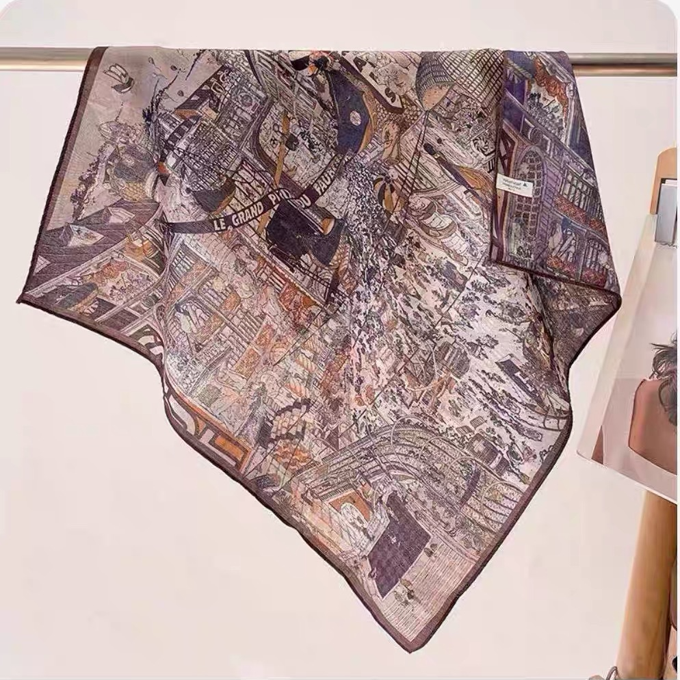 P12【福宝大道】时尚丝毛双面异色85*85百搭舒适丝巾