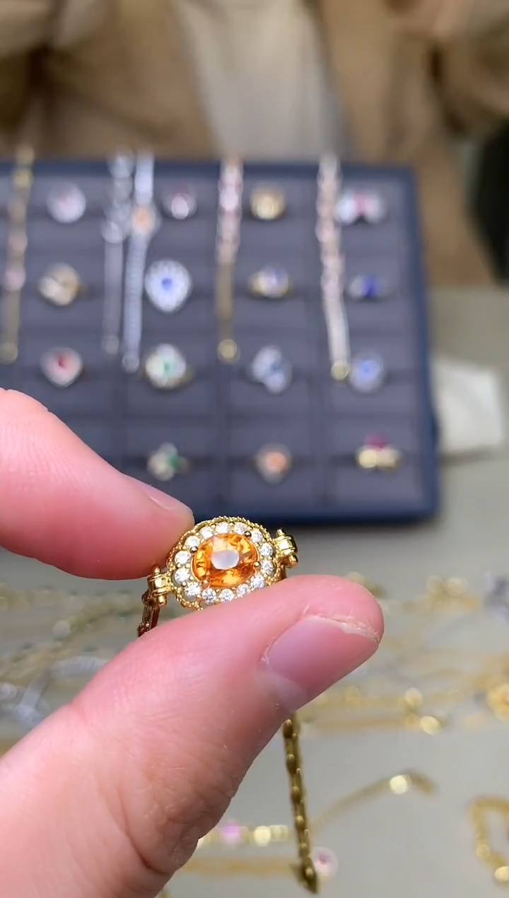 银S925镶嵌手链石榴石（芬达石）手链