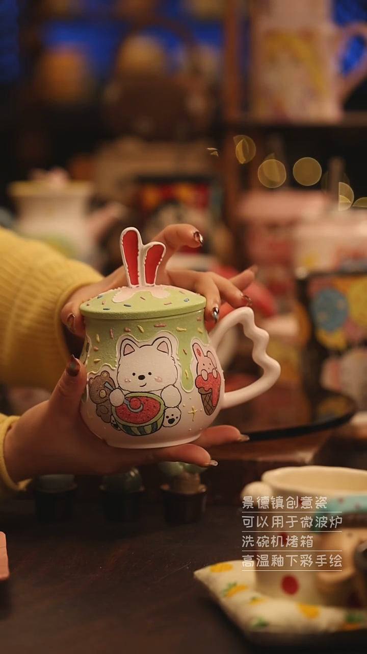 陶瓷景德镇可爱陶瓷釉下彩绘设计师款