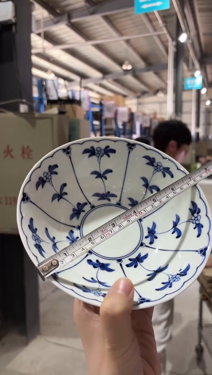 瓷割草花　六寸平鉢18x5.5cm