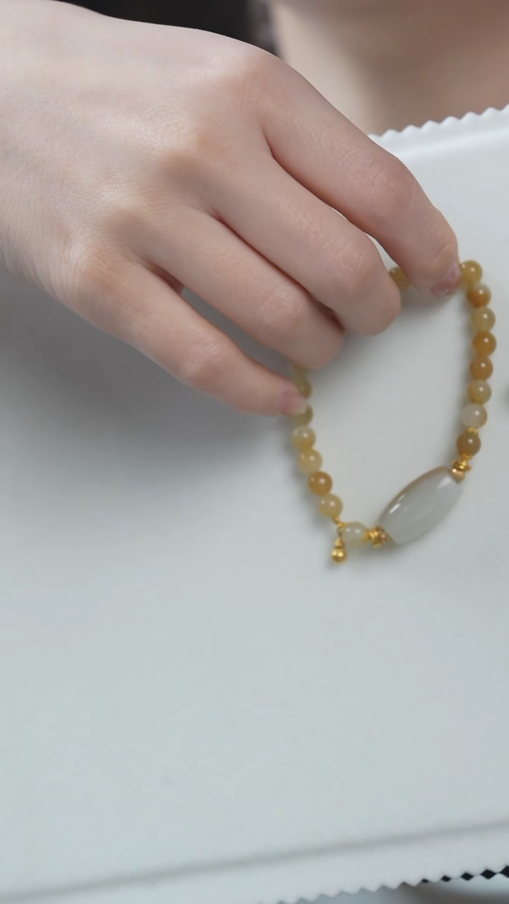 【闪购商品】和田玉手串未镶嵌和田玉且末6MM配桶珠路路通手串