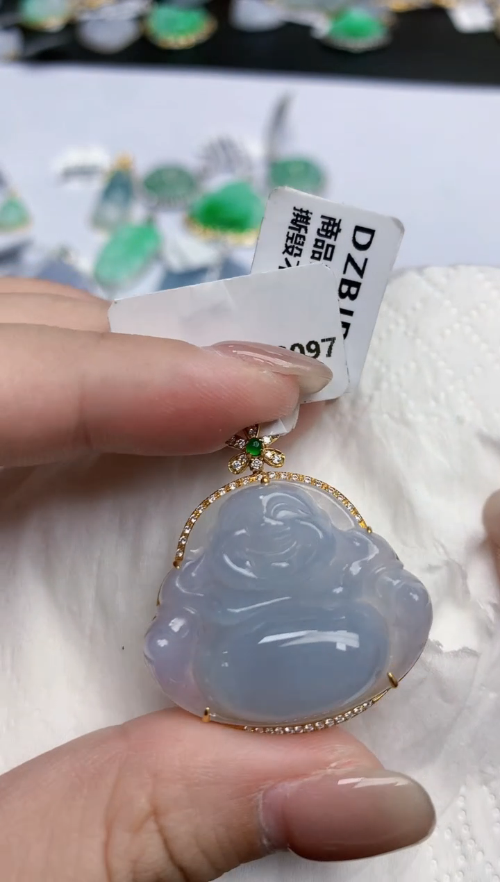 【闪购商品】翡翠颈饰18K金镶嵌天然缅甸翡翠A货