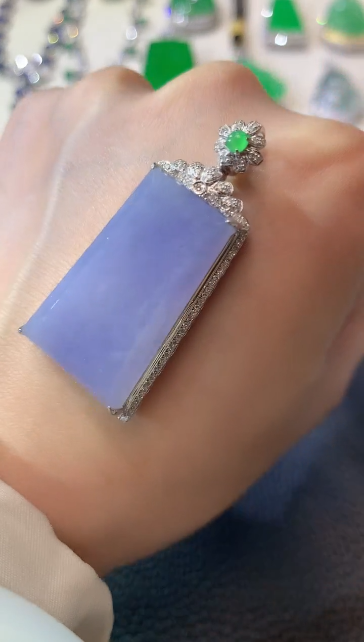 【闪购商品】翡翠吊坠(不含链)18K金镶嵌A87紫货有一定色差