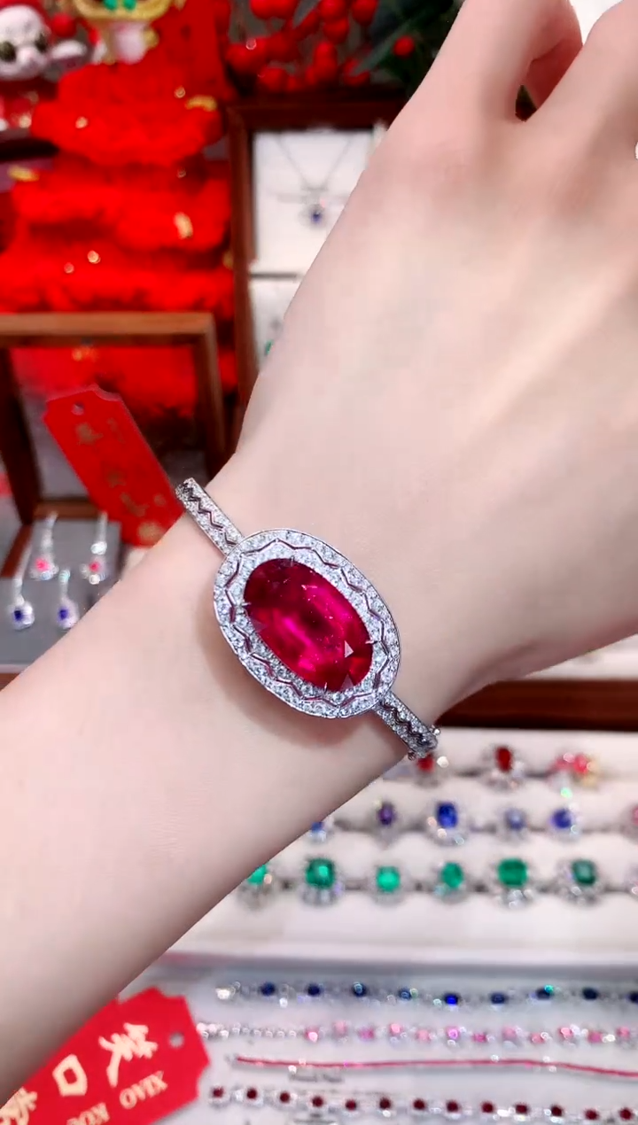 【闪购商品】碧玺手镯18K金镶嵌12.13ct/天然宝石/七天无理由