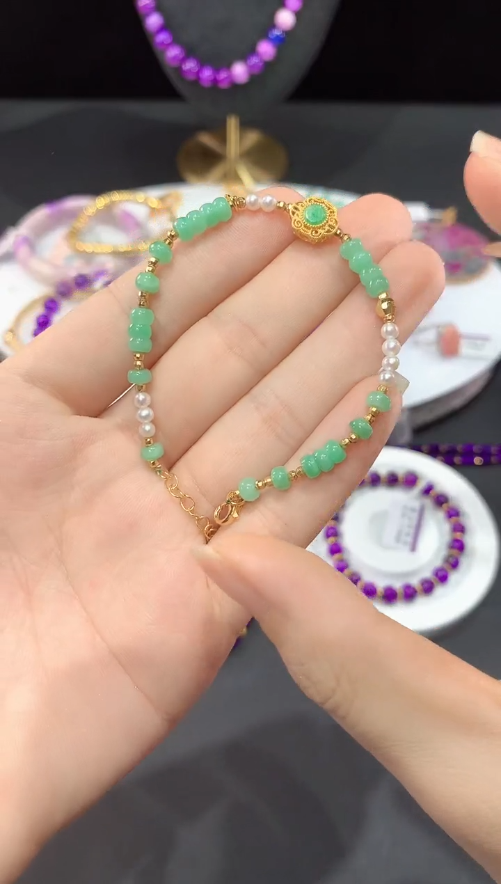 银S925镶嵌手链翡翠手链