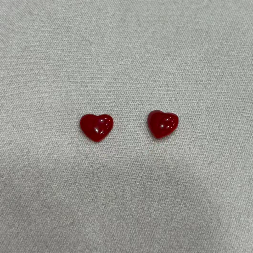天然珊瑚阿卡爱心耳钉