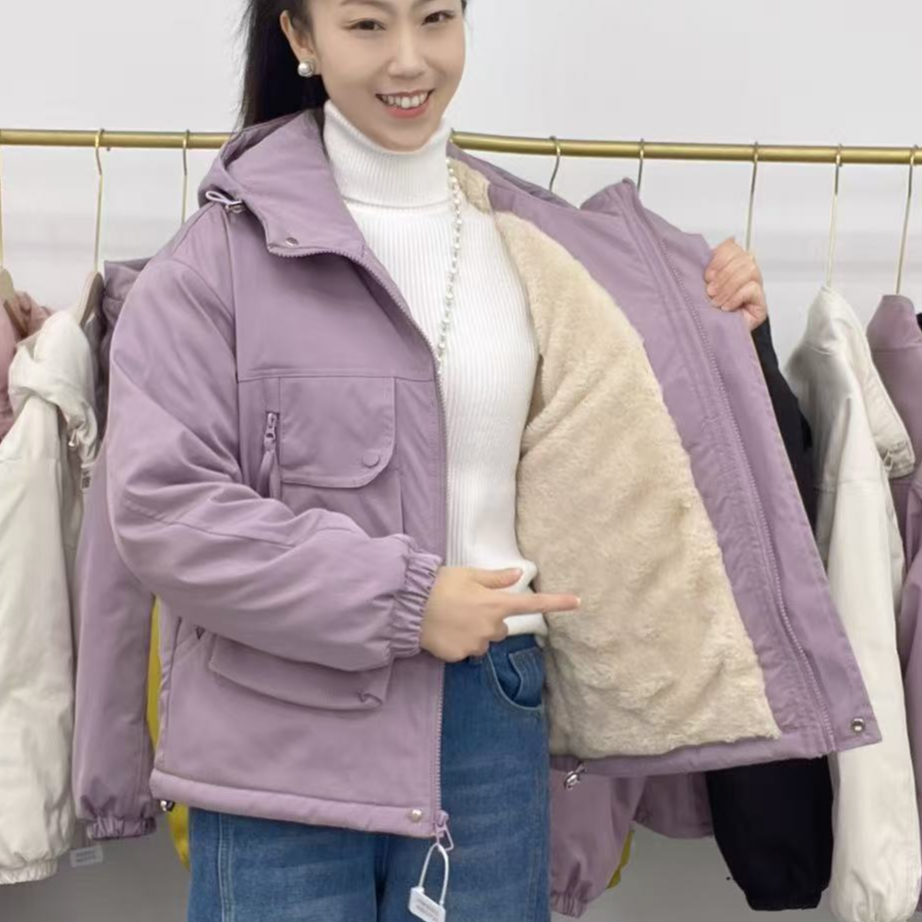 【全身加绒】时尚秋冬短外套百搭冬季加绒绒外套保暖女加厚冬季