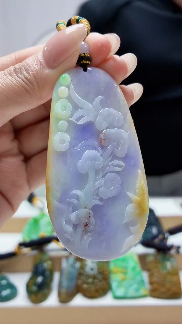 未镶嵌定制翡翠5060MM-毛货挂件81