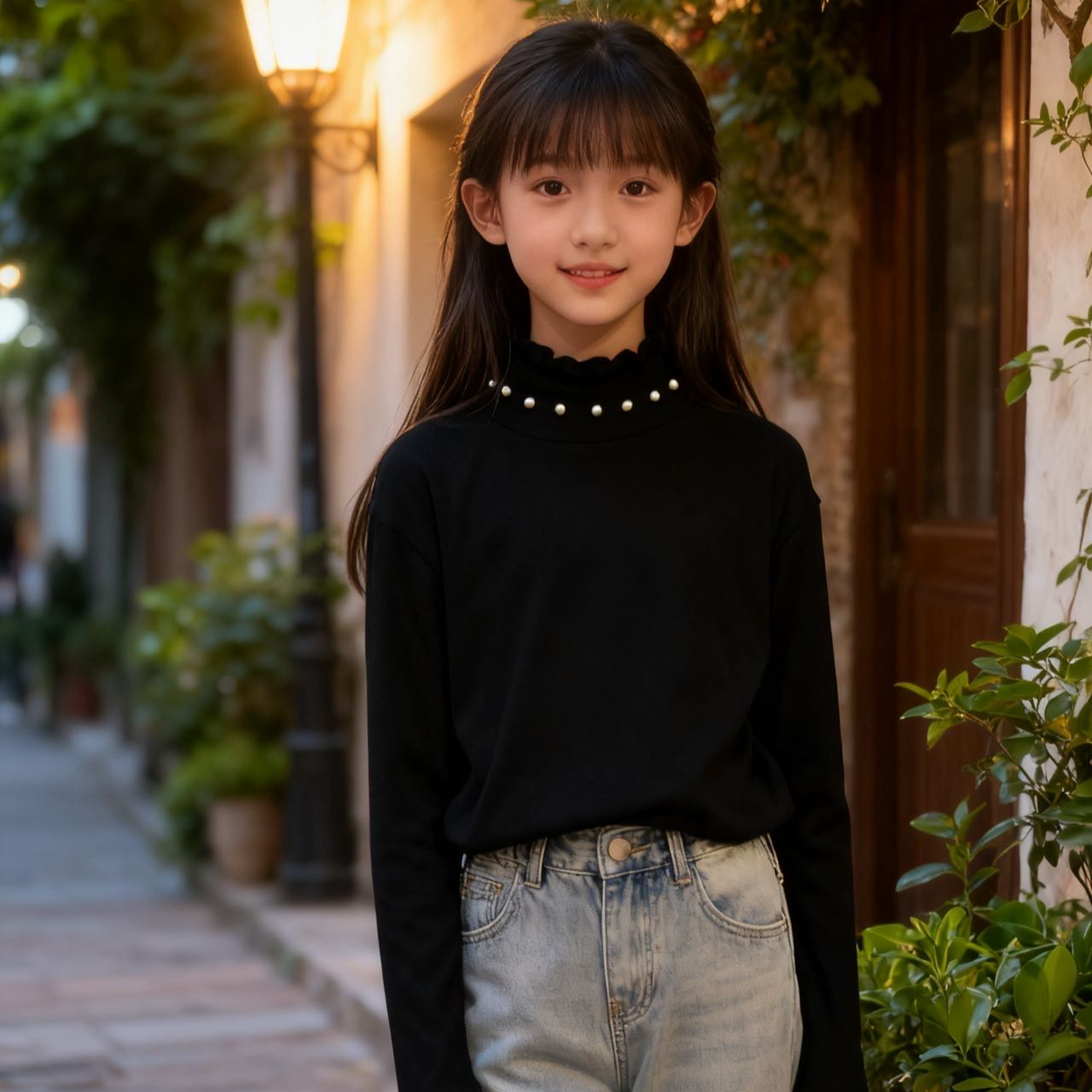 835高端专享儿童冬季蚕丝打底衫黑色