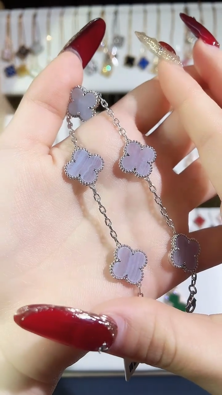 【闪购商品】玛瑙/玉髓手链18K金镶嵌紫玉髓K白