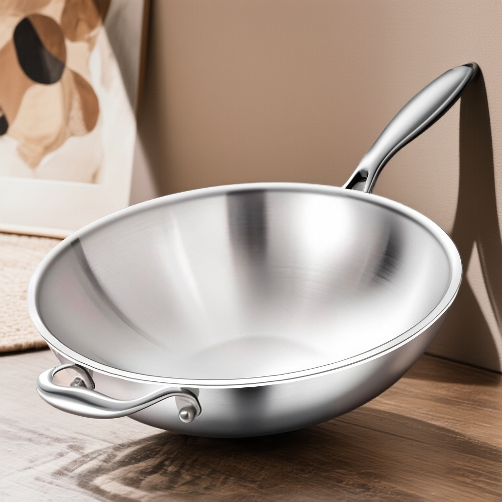 加厚食品级316不锈钢锅纯无涂层炒锅家用电磁炉炒菜锅圆底不粘锅