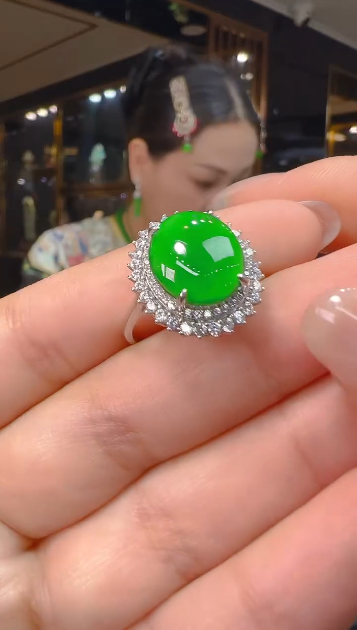 银S925镶嵌戒指翡翠003（多样性发其一）