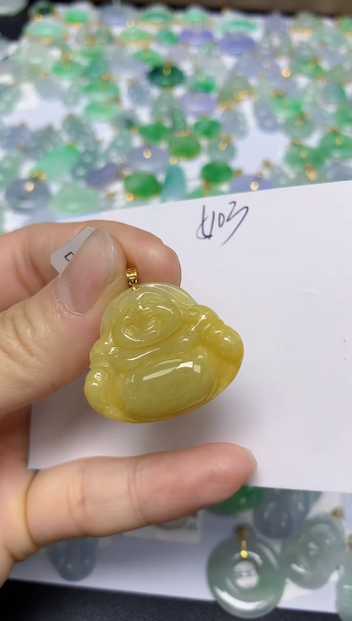 【闪购商品】翡翠挂件18K金镶嵌 天然翡翠A货