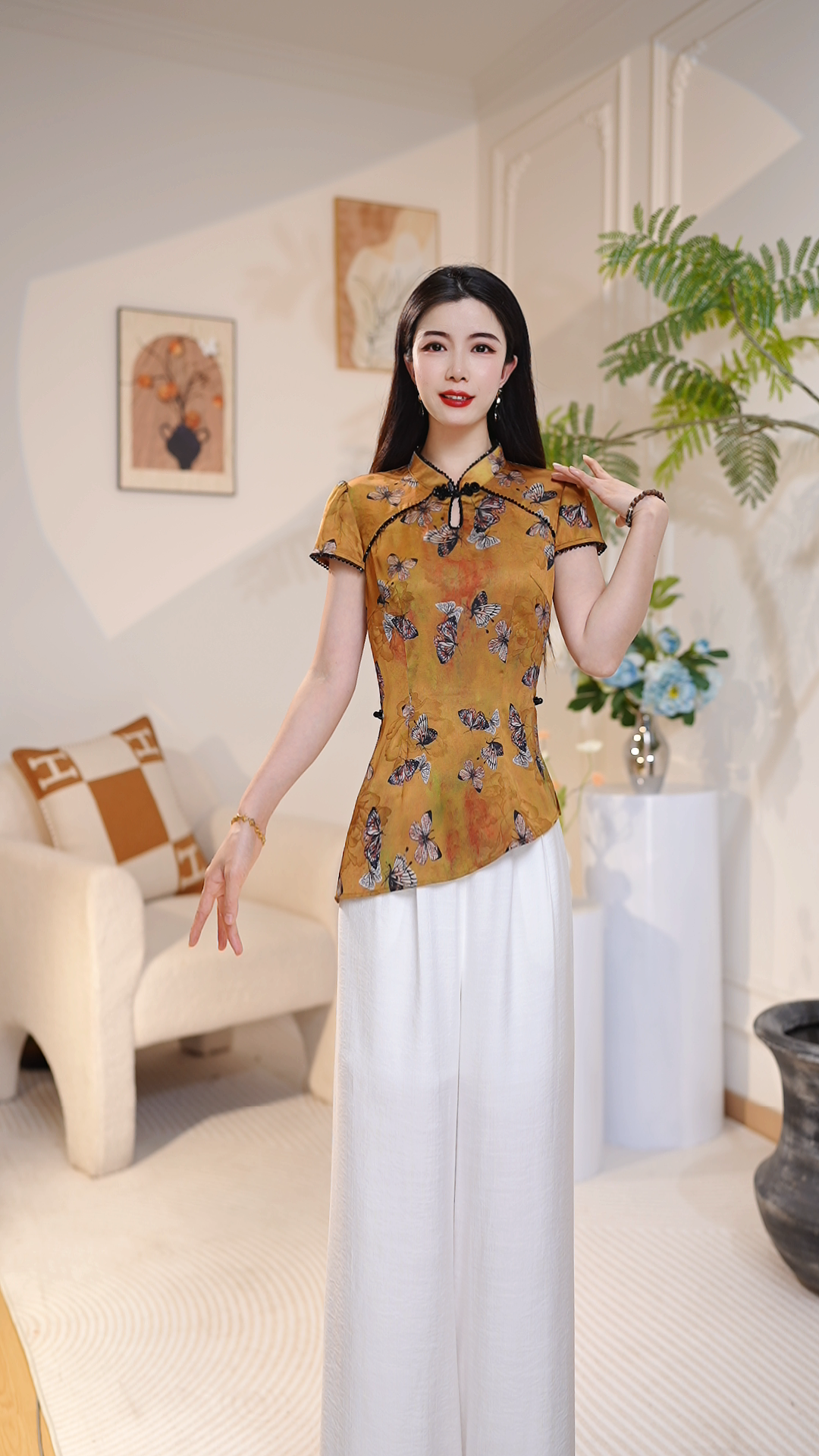 【上衣+裤子】夏季轻奢精致两件套女时尚洋气复古显瘦套裙00608