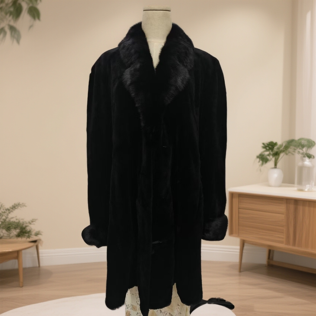 大众时尚皮毛气质 休闲 女 长款大衣设计师串刀 直播为准