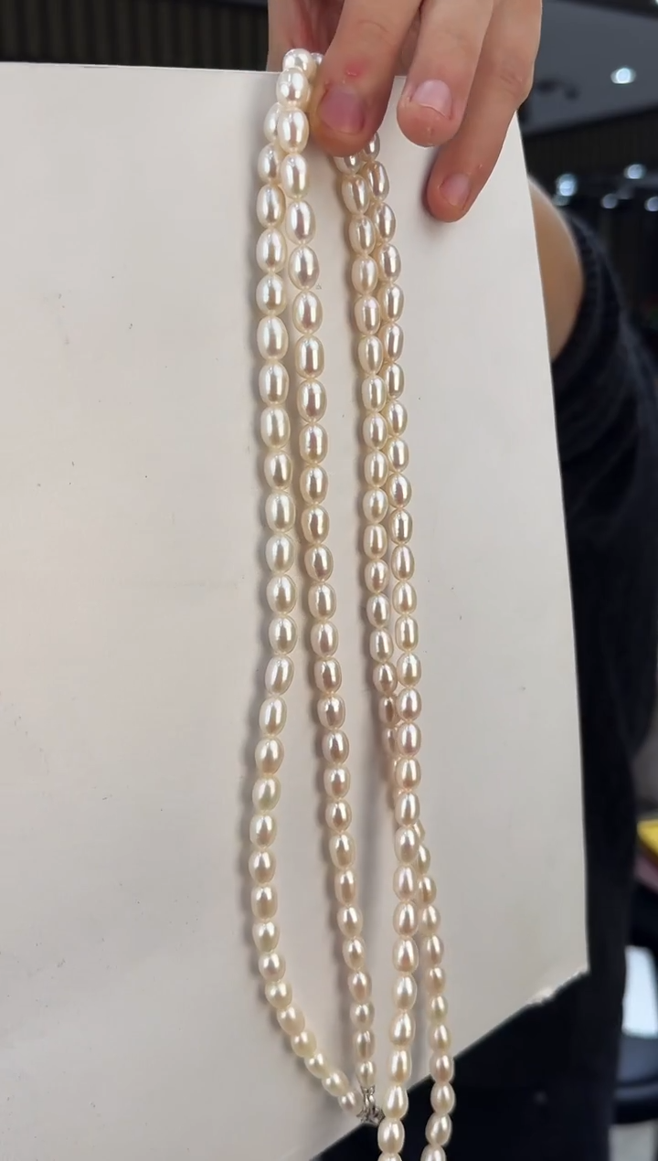 毛衣链合金淡水珍珠无核米型7-8mm毛衣链多样性发一